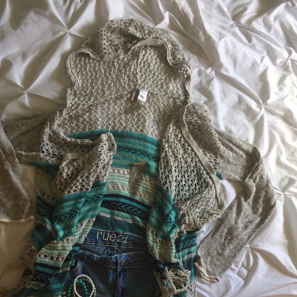 Vanity open knit lightweight fringe cardigan